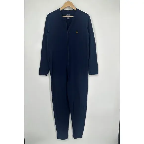 POLO Ralph Lauren One Piece Pajamas Cotton Zip Front Cozy Loungewear Holiday - Picture 3 of 12